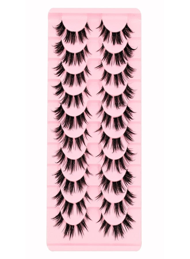 AUGENLI 10 Pairs Mink Lashes Wet Effect Manga Look False Eyelashes Puffy 3D Cat Eye Lashes 16MM Individual Strips Clusters Lashes Extension by AUGENLI（09） - Image 5